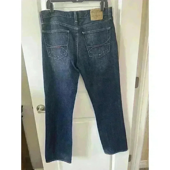 Hollister Jeans Mens 33x32 Slim Straight Dark Wash Blue perfect condition - Picture 2 of 5